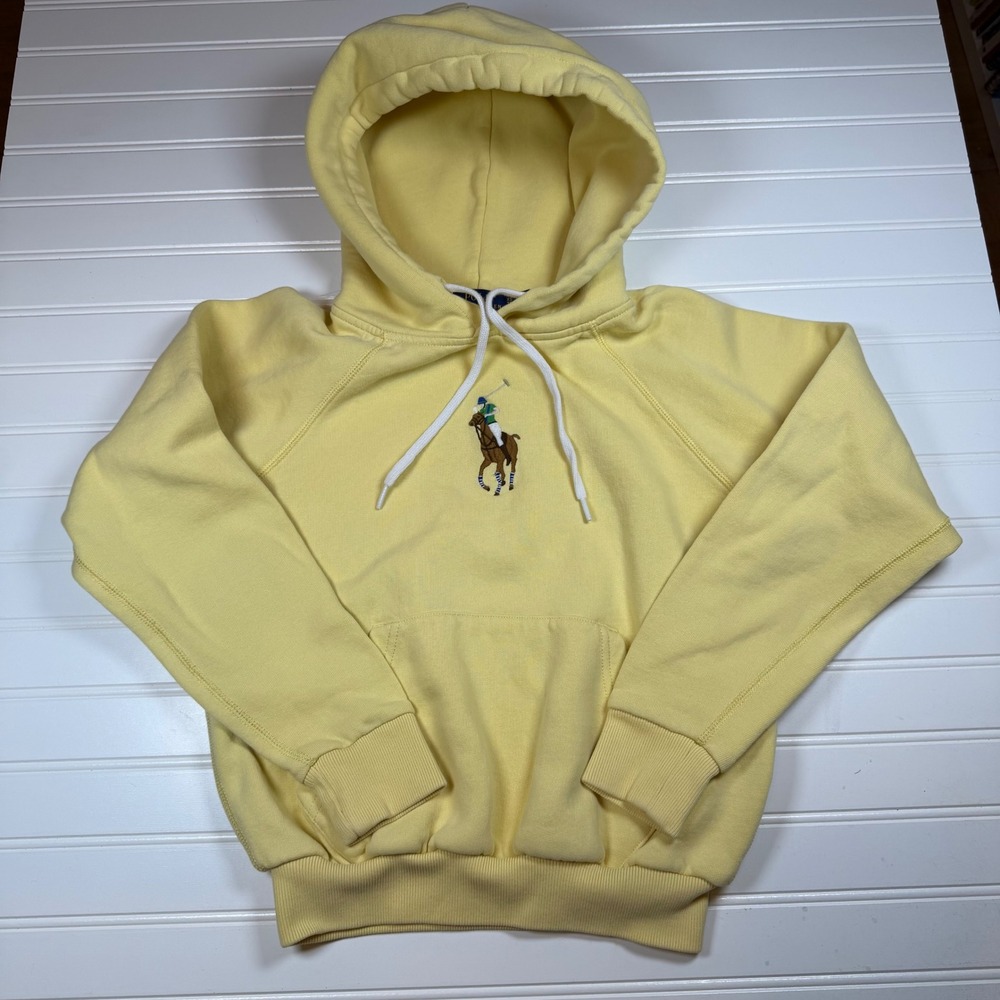 Polo Ralph Lauren Kids Big Pony Fleece Hoodie Yellow XS TP Raglan Sweatshirt